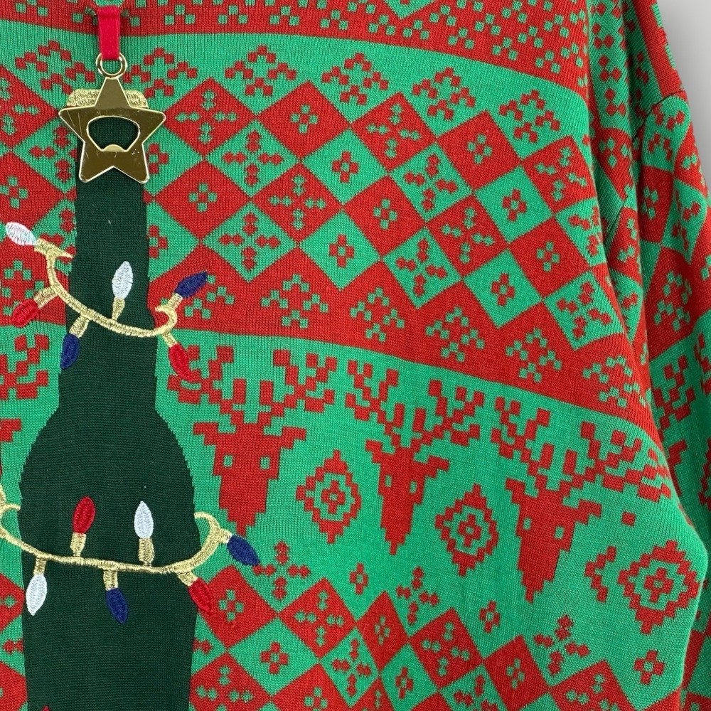 Tipsy Elves Ugly Christmas Sweater Men 4XL Beer Bottle Tree w Star Bottle Opener - Picture 3 of 9